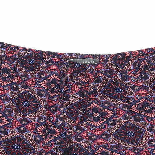 Primark Womens Multicoloured Geometric Viscose Basic Shorts Size 12 Regular Drawstring