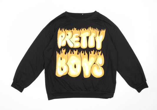 SheIn Mens Black Cotton Pullover Sweatshirt Size XL - Pretty Boys