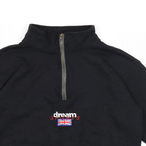 Dream Sports Mens Black Cotton Pullover Sweatshirt Size S