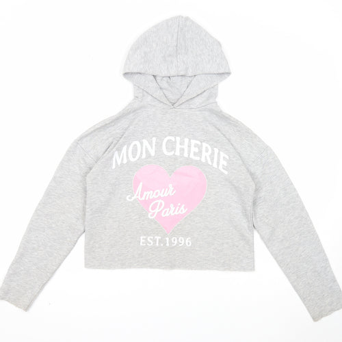 Candy Couture Girls Grey Cotton Pullover Hoodie Size 14 Years Pullover - Mon Cherie