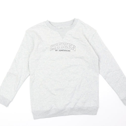 Marks and Spencer Boys Grey Cotton Pullover Sweatshirt Size 11-12 Years Pullover - Citizen of Somewhere