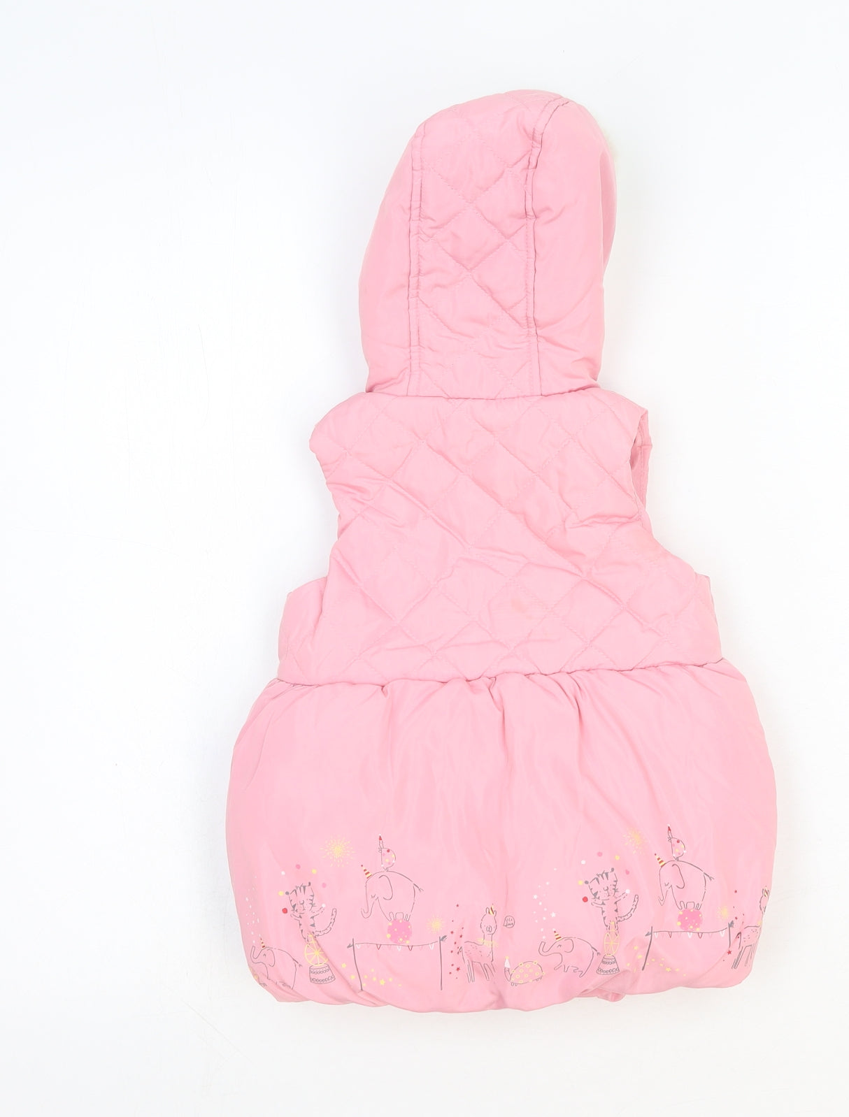 Authentic Girls Pink Puffer Jacket Jacket Size 9-12 Months Zip - Cute Animals Print