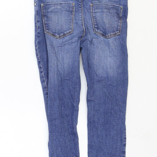 River Island Girls Blue Cotton Skinny Jeans Size 9 Years Regular Zip