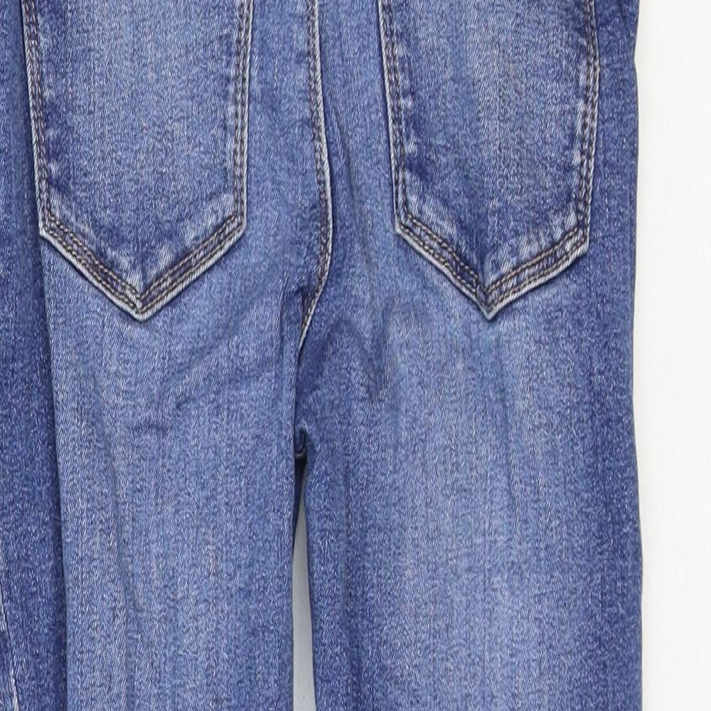 River Island Girls Blue Cotton Skinny Jeans Size 9 Years Regular Zip