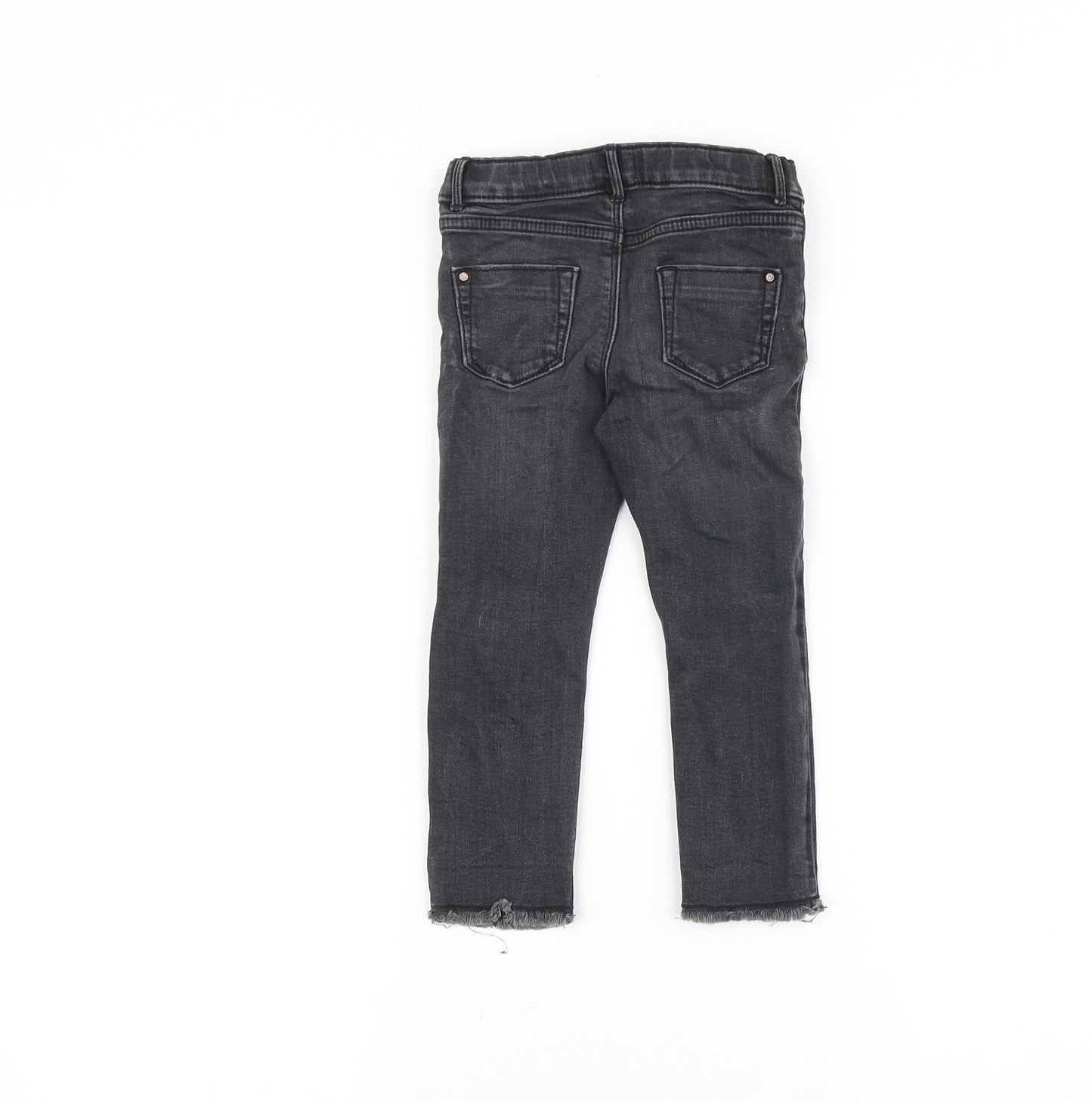 River Island Girls Black 100% Cotton Straight Jeans Size 2-3 Years Regular Zip
