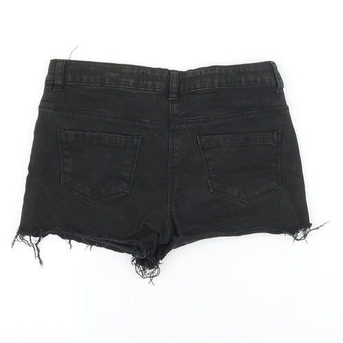 Denim & Co. Girls Black 100% Cotton Hot Pants Shorts Size 12-13 Years Regular Zip