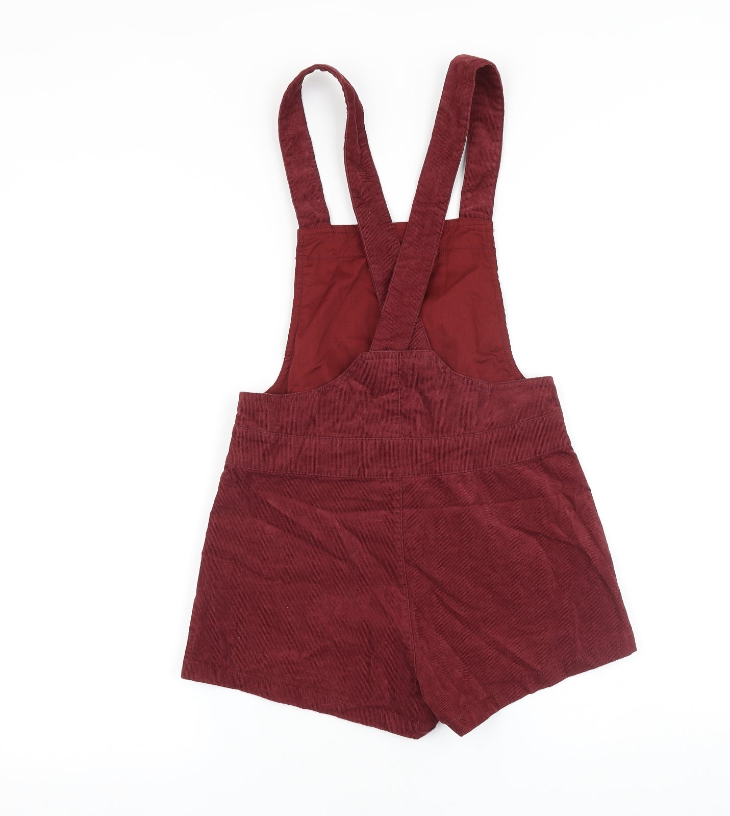 H&M Womens Red 100% Cotton Dungaree One-Piece Size 4 Button
