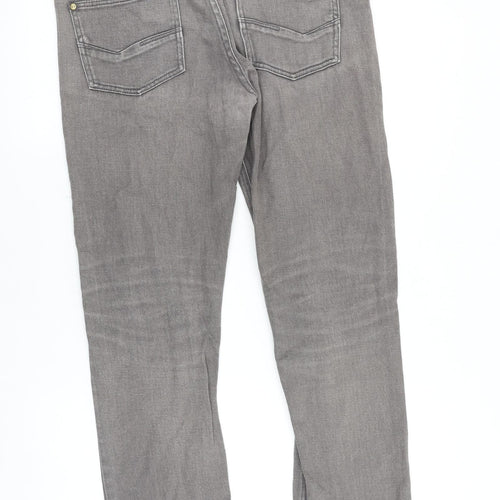 Crosshatch Mens Grey Cotton Straight Jeans Size 34 in L28 in Regular Zip
