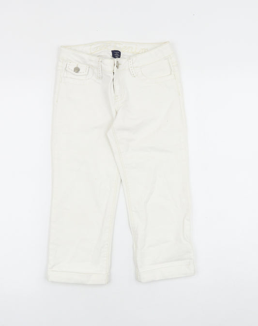 Gap Girls White 100% Cotton Straight Jeans Size 10-11 Years Regular Zip