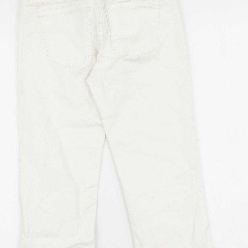 Gap Girls White 100% Cotton Straight Jeans Size 10-11 Years Regular Zip