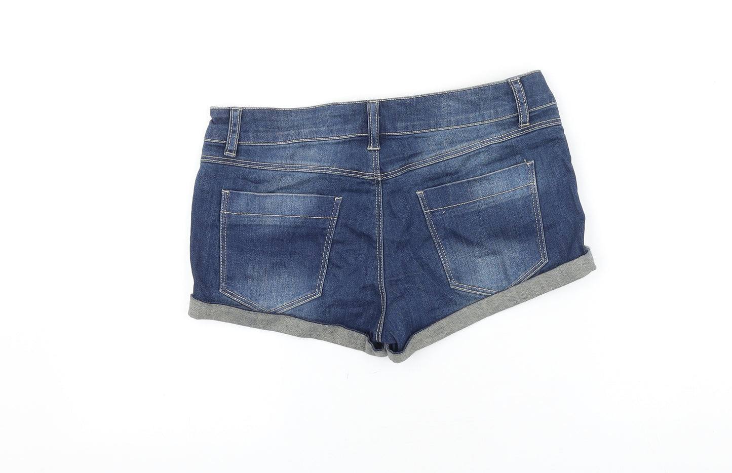 Clockhouse Womens Blue 100% Cotton Hot Pants Shorts Size L Regular Button