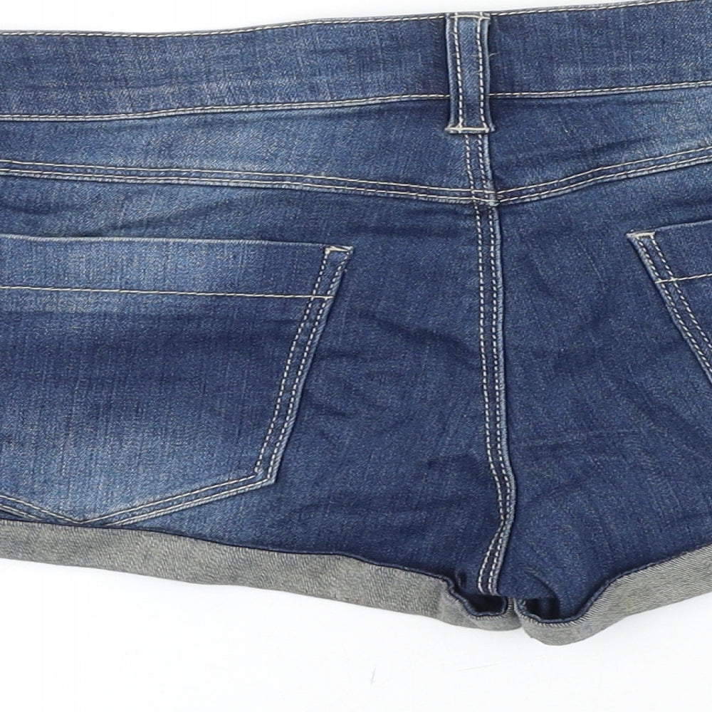 Clockhouse Womens Blue 100% Cotton Hot Pants Shorts Size L Regular Button