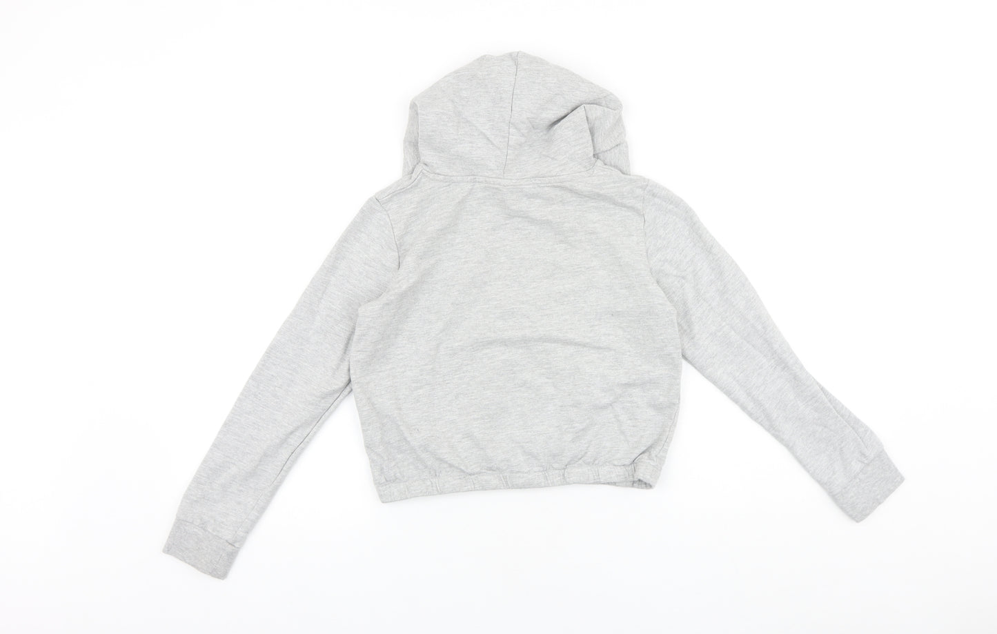 Lily & Dan Girls Grey 100% Cotton Pullover Hoodie Size 10-11 Years Pullover - Happy, Cropped