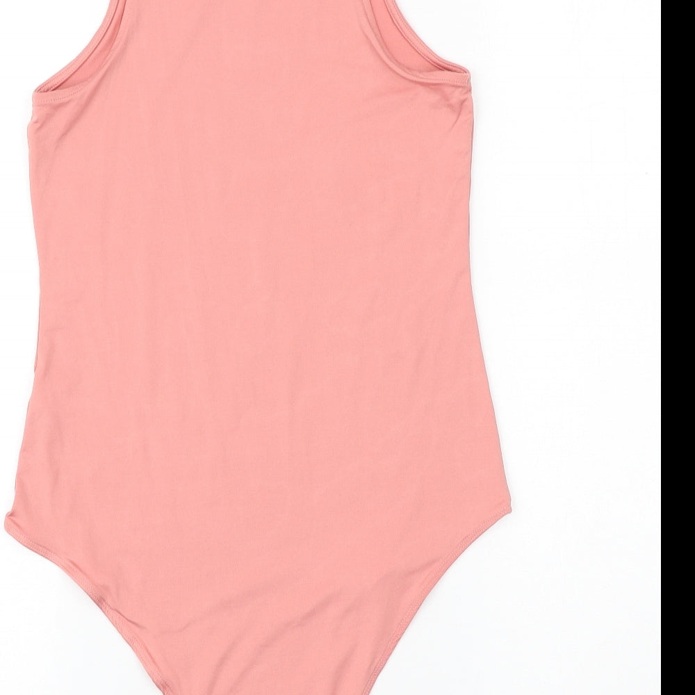 Primark Womens Pink Polyester Bodysuit One-Piece Size L Snap