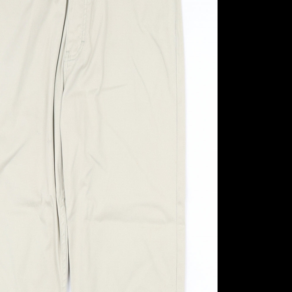 Marks and Spencer Mens Beige Cotton Chino Trousers Size 34 in Regular Zip