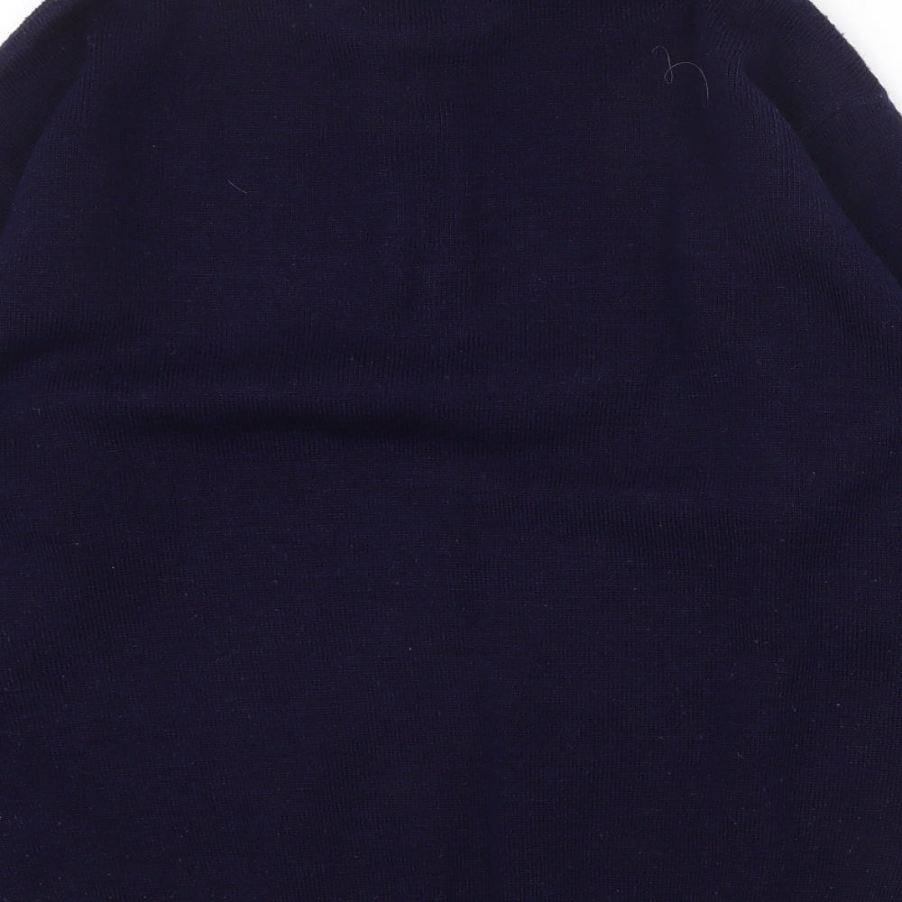 Nightingales Womens Blue High Neck Acrylic Henley Jumper Size S