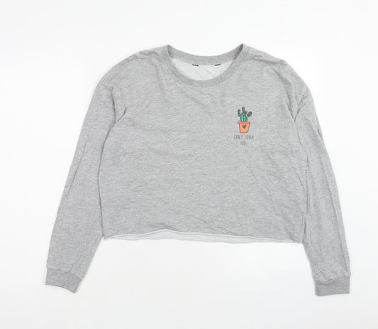 New Look Girls Grey Cotton Pullover Sweatshirt Size 12-13 Years Pullover