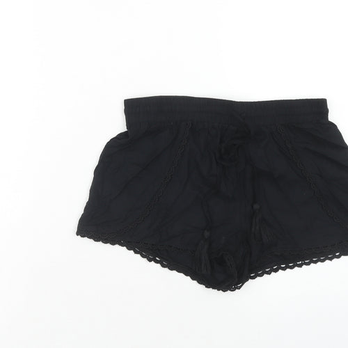 Primark Womens Black Viscose Basic Shorts Size 8 Regular Drawstring
