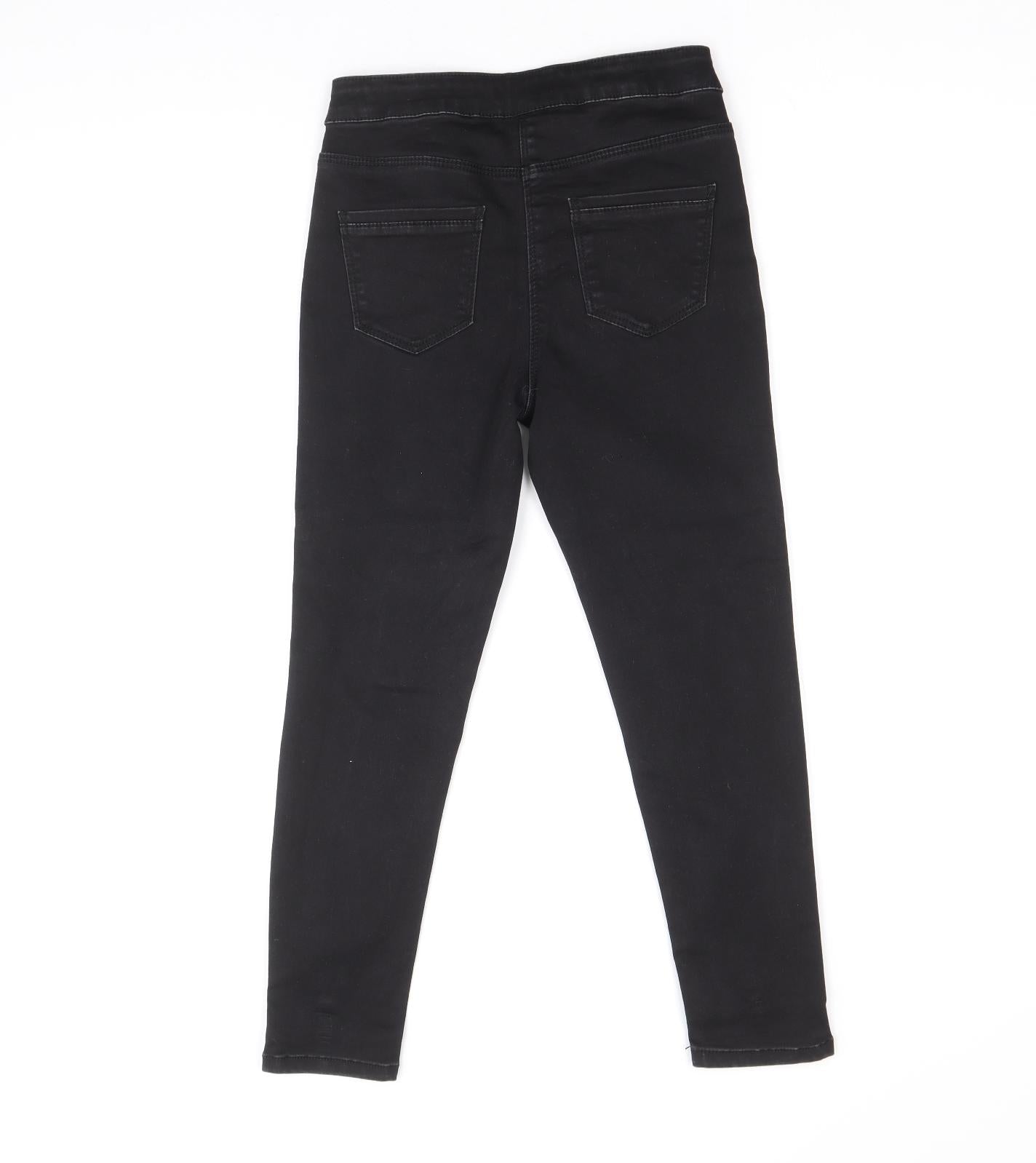Matalan Girls Black Cotton Skinny Jeans Size 9 Years Regular Zip
