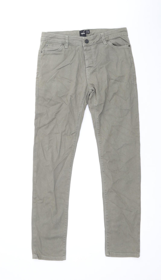 ASOS Mens Green Cotton Skinny Jeans Size 30 in Regular Zip