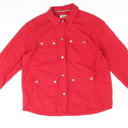 Tommy Hilfiger Mens Red Cotton Button-Up Size S Collared Snap