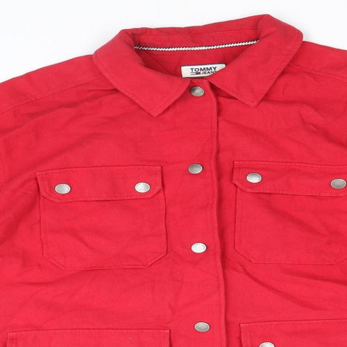 Tommy Hilfiger Mens Red Cotton Button-Up Size S Collared Snap