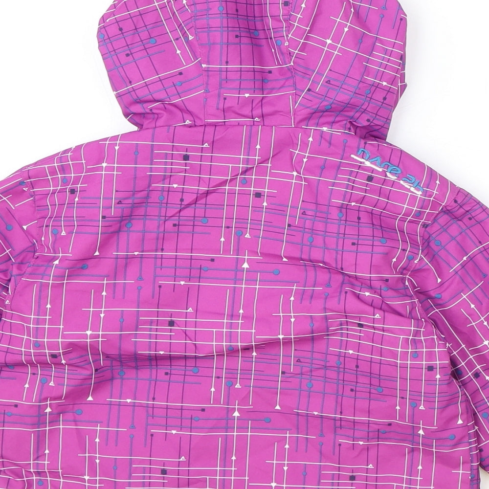 Dare 2B Girls Purple Geometric Windbreaker Jacket Size 2 Years Zip