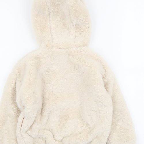 Little Kids Girls Beige Jacket Size 3-4 Years Zip - Faux Fur
