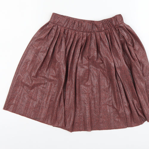 Zara Girls Pink Animal Print Polyester Pleated Skirt Size 11-12 Years Regular Pull On - Leopard Pattern