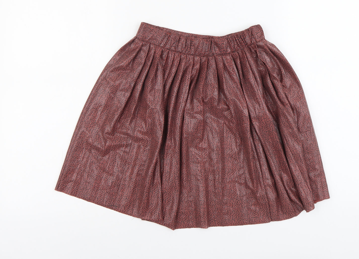 Zara Girls Pink Animal Print Polyester Pleated Skirt Size 11-12 Years Regular Pull On - Leopard Pattern