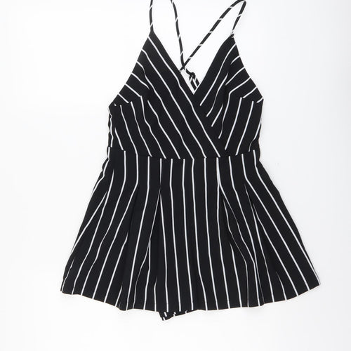 Cameo Rose Womens Black Striped Polyester Playsuit One-Piece Size 10 Zip
