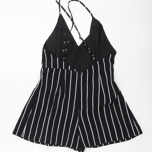Cameo Rose Womens Black Striped Polyester Playsuit One-Piece Size 10 Zip