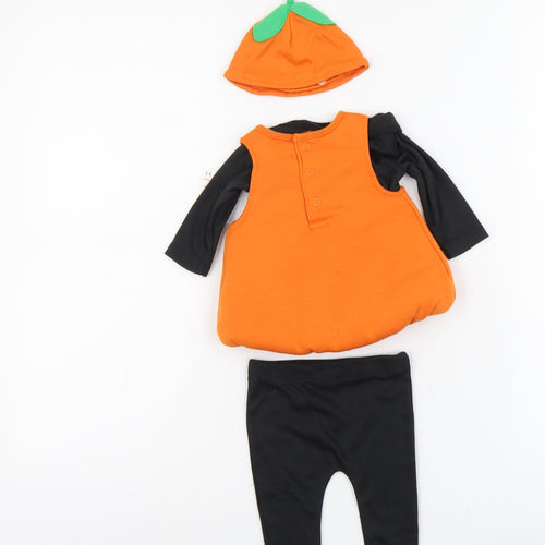F&F Baby Orange Cotton Trousers Set Outfit/Set Size 0-3 Months Button - Halloween Pumpkin