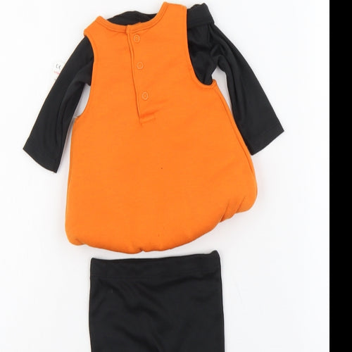 F&F Baby Orange Cotton Trousers Set Outfit/Set Size 0-3 Months Button - Halloween Pumpkin
