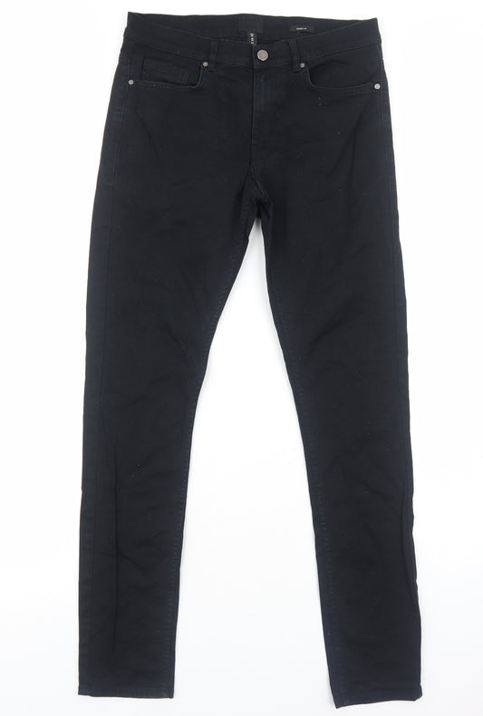 H&M Mens Black Cotton Skinny Jeans Size S Regular Zip