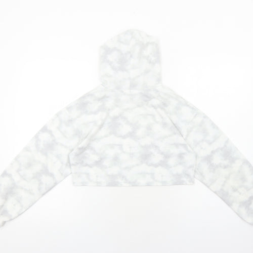Candy Couture Girls White Geometric Polyester Pullover Hoodie Size 13 Years Pullover - Cropped