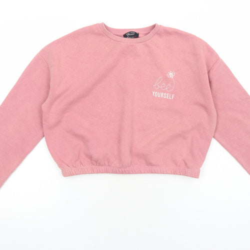 New Look Girls Pink Cotton Pullover Sweatshirt Size 14-15 Years Pullover - Love Yourself