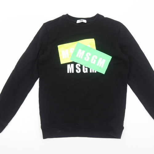 MSGM Girls Black Cotton Pullover Sweatshirt Size 14 Years Pullover
