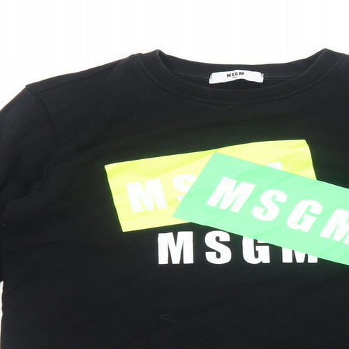 MSGM Girls Black Cotton Pullover Sweatshirt Size 14 Years Pullover