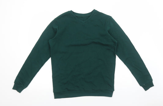 Marks and Spencer Boys Green Cotton Pullover Sweatshirt Size 14-15 Years Pullover