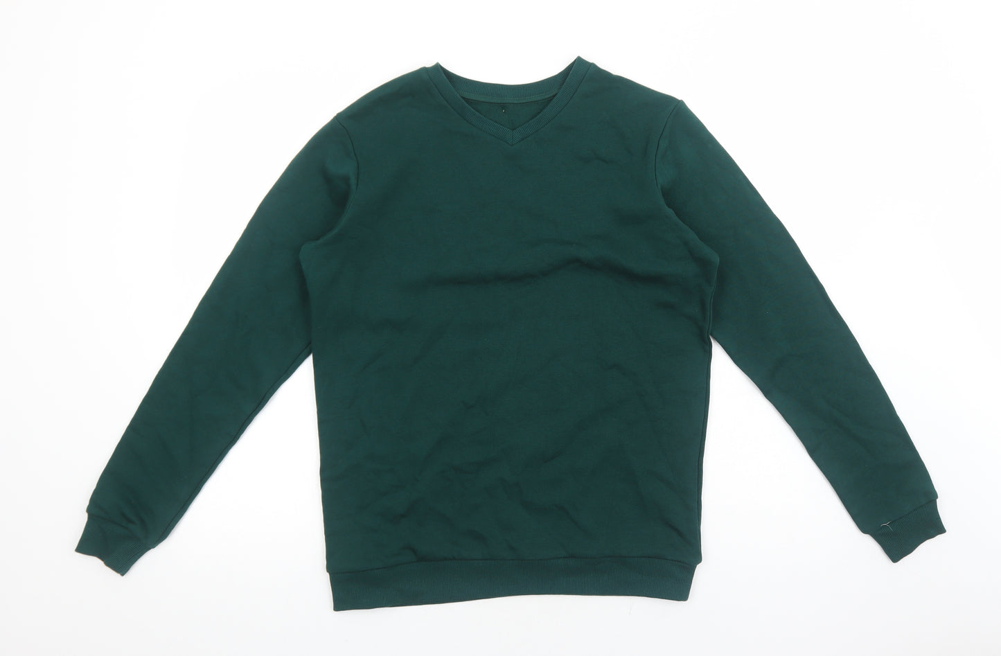 Marks and Spencer Boys Green Cotton Pullover Sweatshirt Size 14-15 Years Pullover