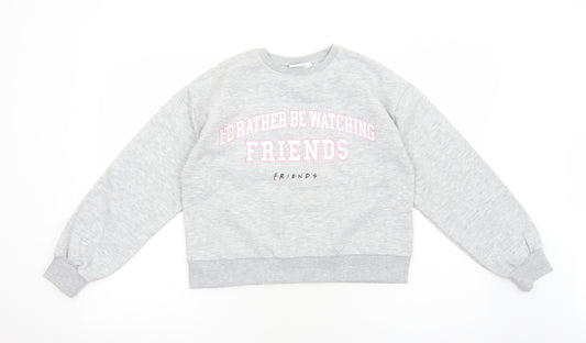 Primark Girls Grey Cotton Pullover Sweatshirt Size 12-13 Years Pullover - I'd Rather Be Watching Friends