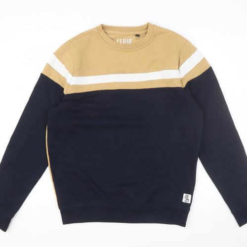 Fluid Mens Multicoloured Cotton Pullover Sweatshirt Size S