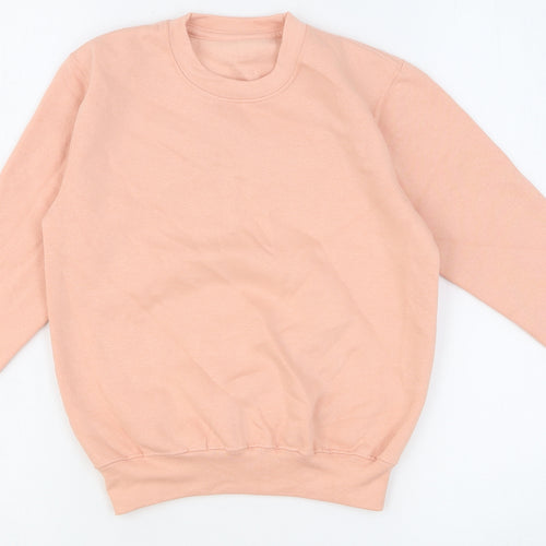 Preworn Girls Pink Cotton Pullover Sweatshirt Size 5-6 Years Pullover