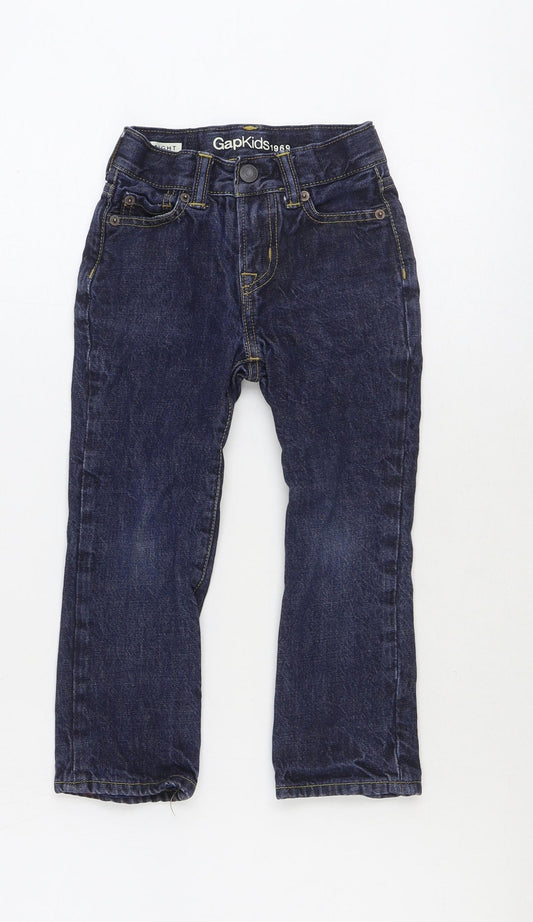 Gap Boys Blue 100% Cotton Straight Jeans Size 4 Years Regular Zip