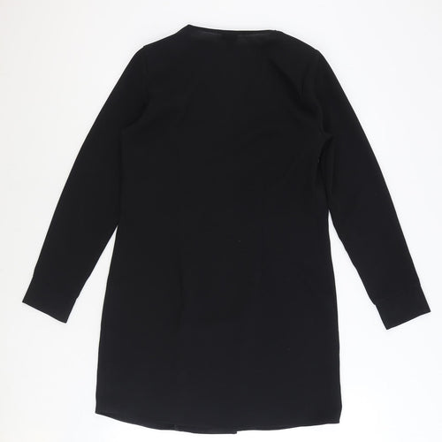 River Island Womens Black Polyester Jacket Dress Size 10 V-Neck Button