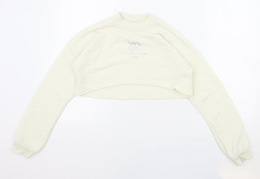 River Island Girls White Cotton Pullover Sweatshirt Size 11-12 Years Pullover - Cropped