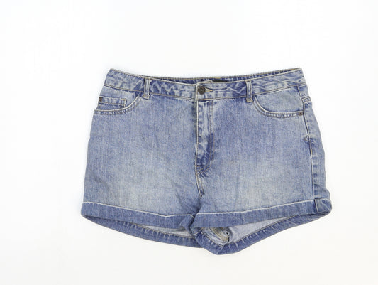 Missguided Womens Blue Cotton Hot Pants Shorts Size 12 Regular Zip