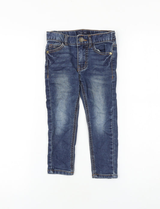 NEXT Boys Blue 100% Cotton Skinny Jeans Size 3 Years Regular Zip