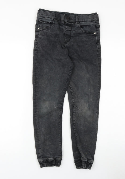 Preworn Boys Black 100% Cotton Straight Jeans Size 9-10 Years Regular Pullover